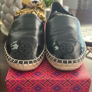 Tory Burch Black Leather Espadrilles